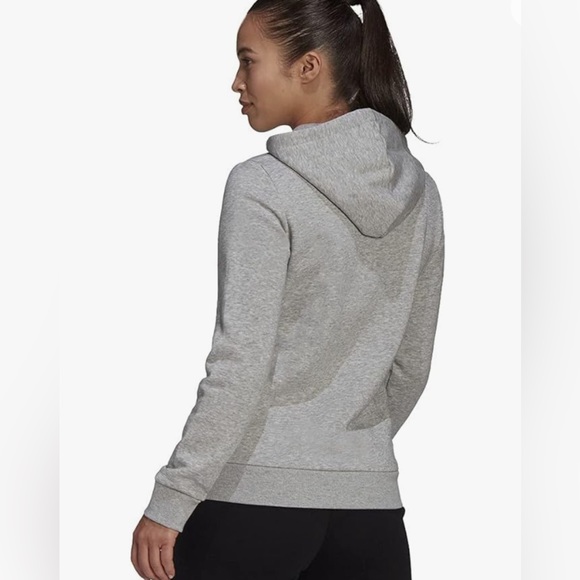 Adidas Essentials Logo Hoodie Women's Heather Gray Fleece HO7892 Plus Size 1X - Picture 2 of 8